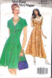 8319 EZ VOG SS PRINCESS FLARE BUTTON DRESS LENGTHS PATTERN 18-22